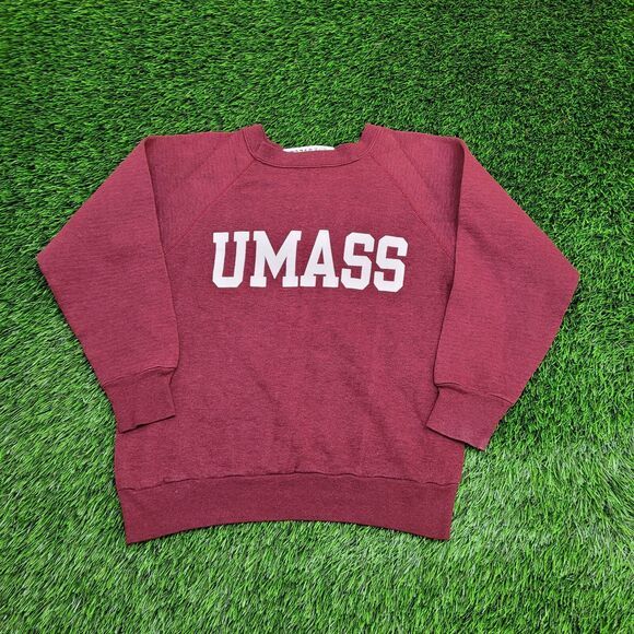 Vintage 80s UMASS Sweatshirt Womens Small 17x22 Burgundy - Picture 1 of 12